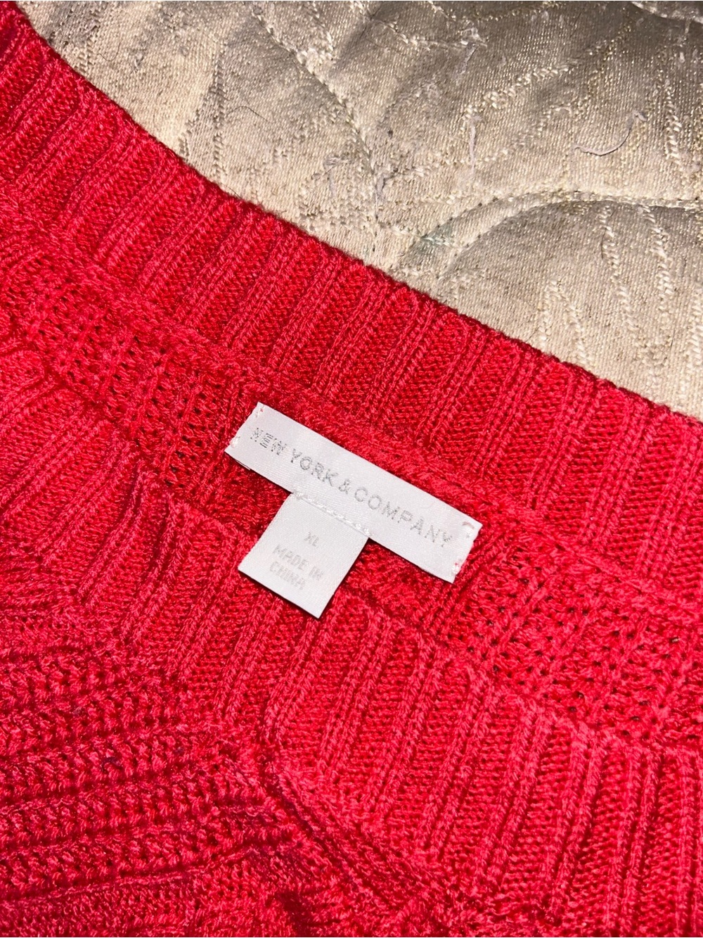 New York & Company Bright hot pink Cable Knit Crewneck Sweater